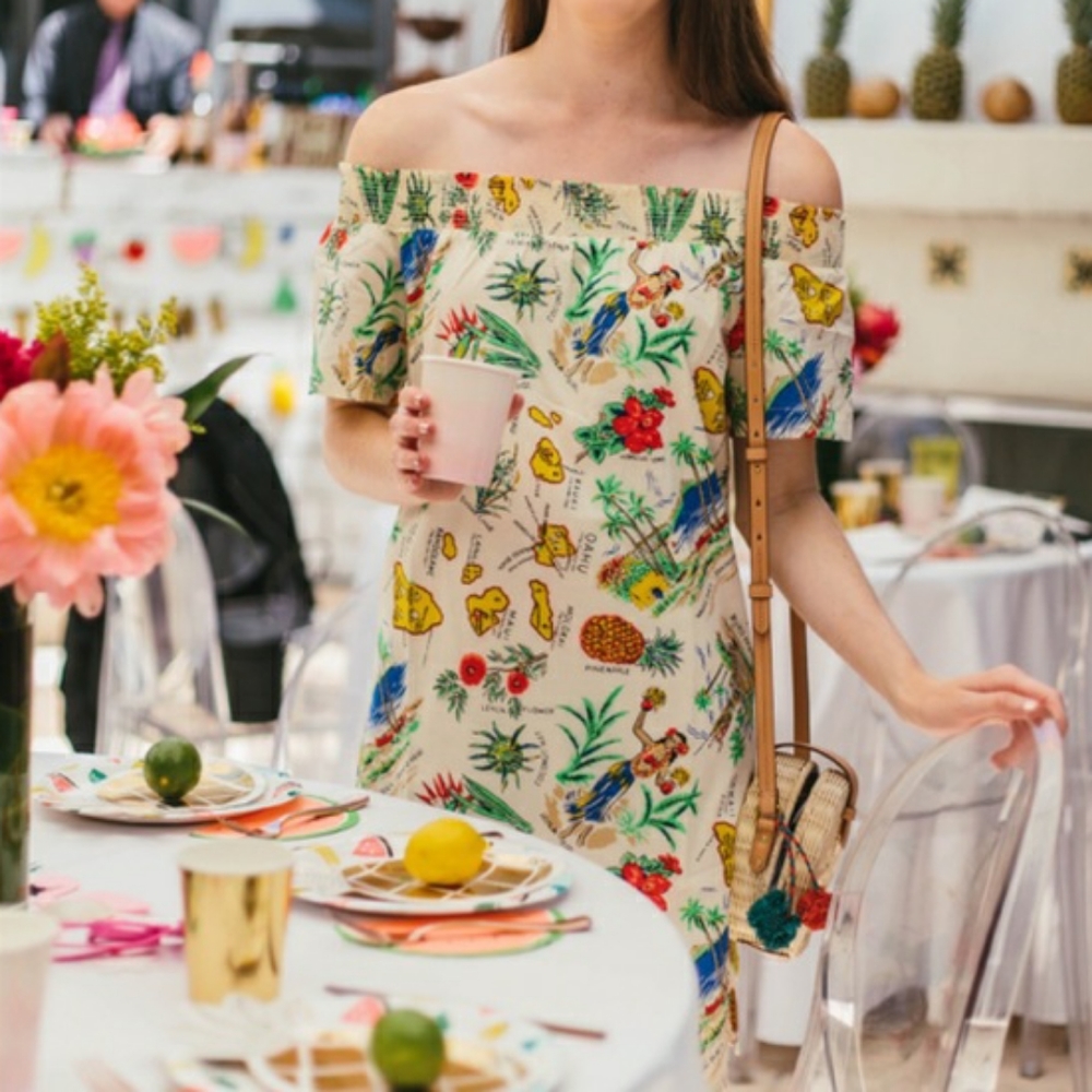 J.crew Hawaii Tropical off shoulder vacation dress